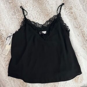 Aritzia Babaton Black Ambre Top with Lace Detail